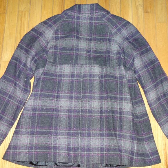 Pendleton Women's Wool 3-Button Peacoat Gray Purple Plaid - Size 18 - Picture 5 of 5